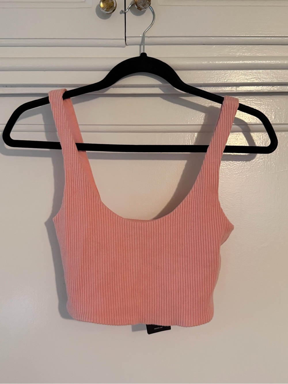 Ribbed Scoop Neck Crop Tank Top - Pink